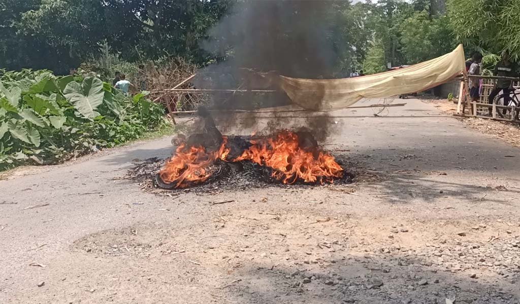 Road blockage at Kailashahar